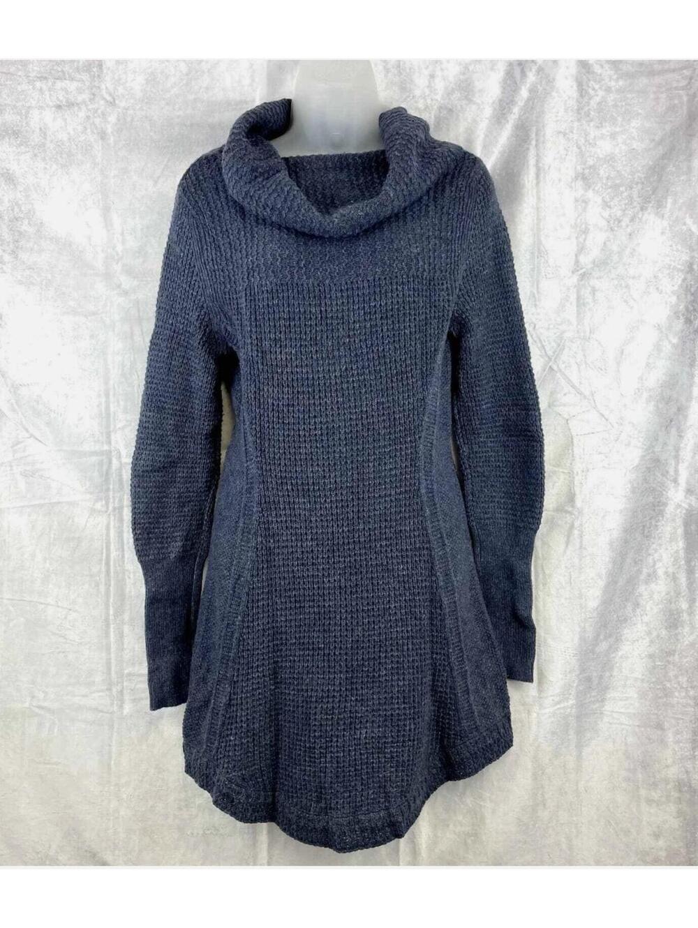 Anthropologie Angel of the North Knit Gray Blue Cowl Neck Tunic Sweater Size XS